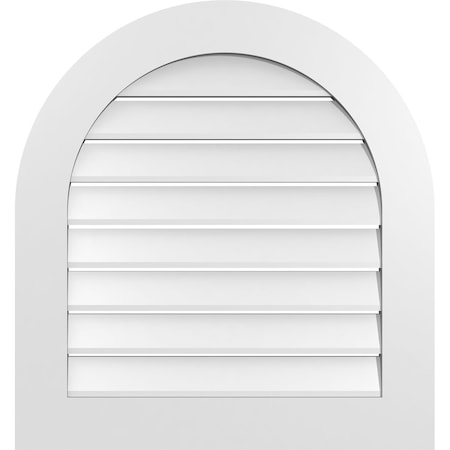 Round Top Surface Mount PVC Gable Vent: Functional, W/ 3-1/2W X 1P Standard Frame, 28W X 30H